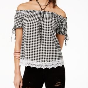 Crave Fame 100%Rayon off the shoulder Juniors top